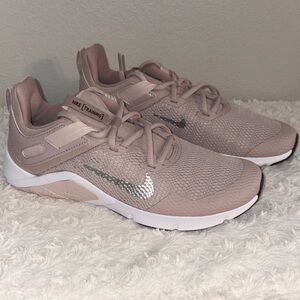 Nike Women's Training Shoes Blush Pink with Metallic Silver Swoosh